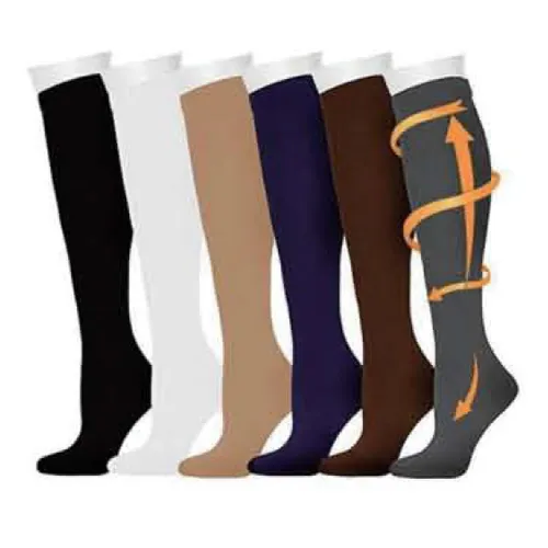 Group of knee-high compression sock products